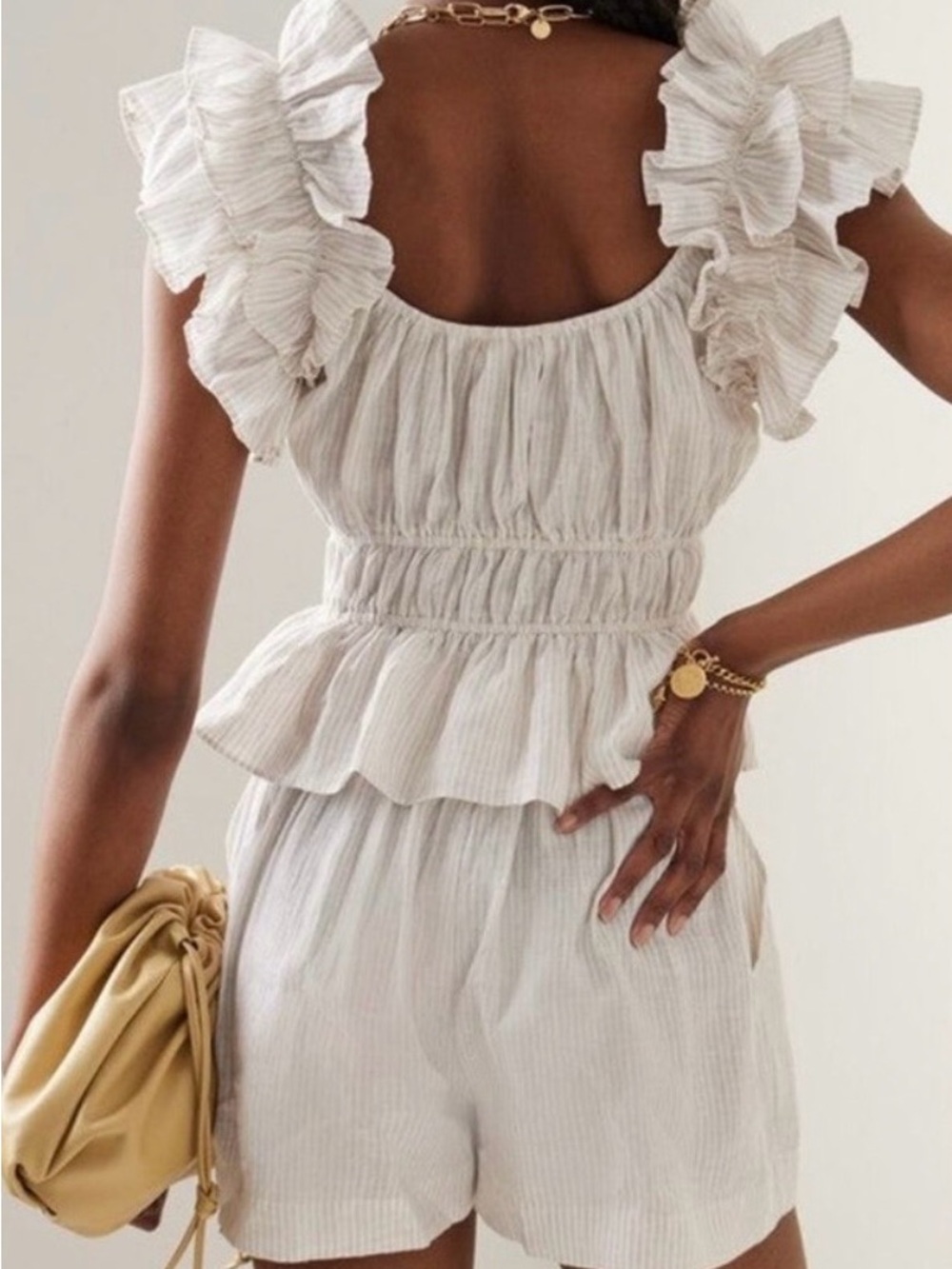 Ulla Johnson Linen Ruffled Peplum Blouse - Picture 2 of 13